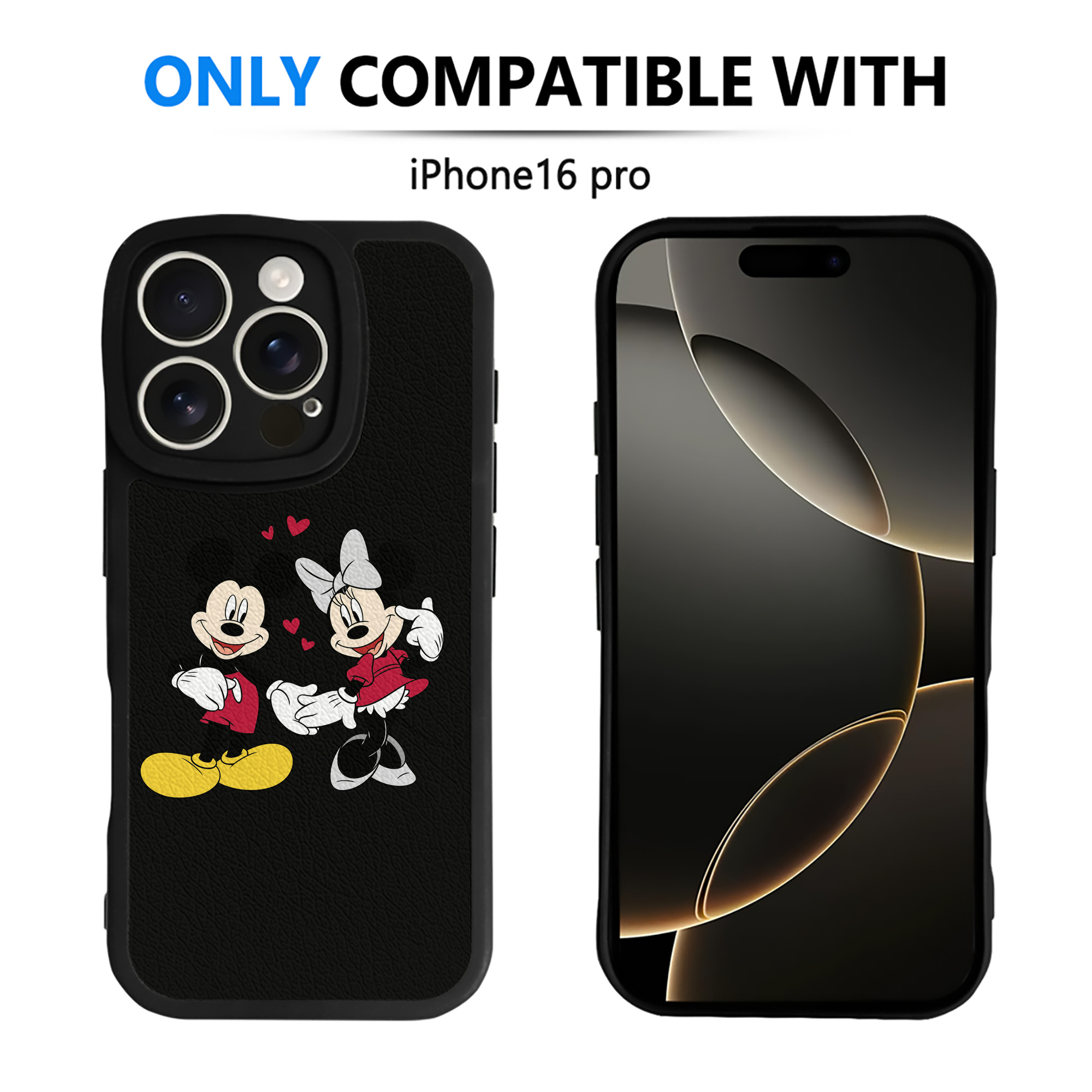 （画像用） ミッキーマウス Mickey Mouse 【iPhone 16シリーズ対応】シリコンスマホケース（レザー調） 材質：シリコン